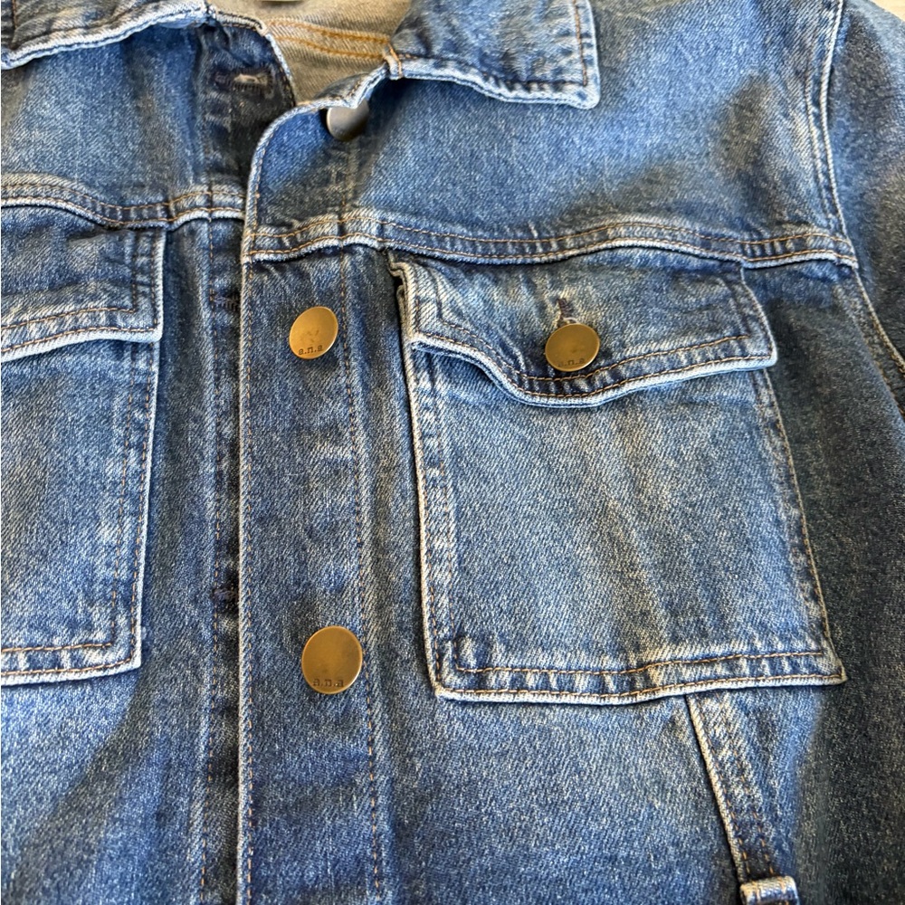 Denim Button-Front Jacket with Belt - Blue - Picture 6 of 10